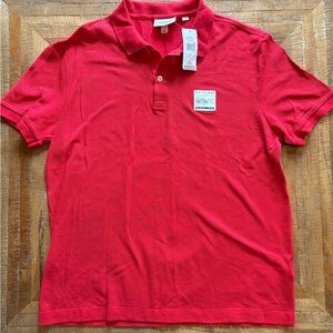 Lacoste Red Polo Shirt with Logo Patch